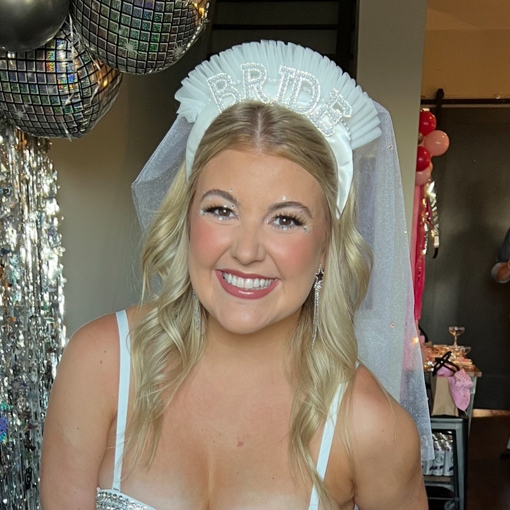 White Bride Headband with Veil